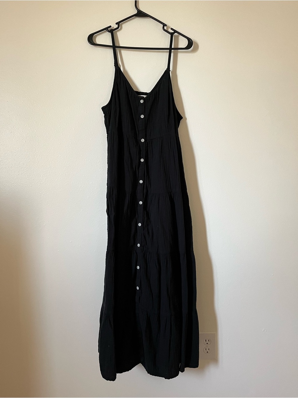 Universal Thread Black Button-Front Spaghetti Strap Maxi Dress